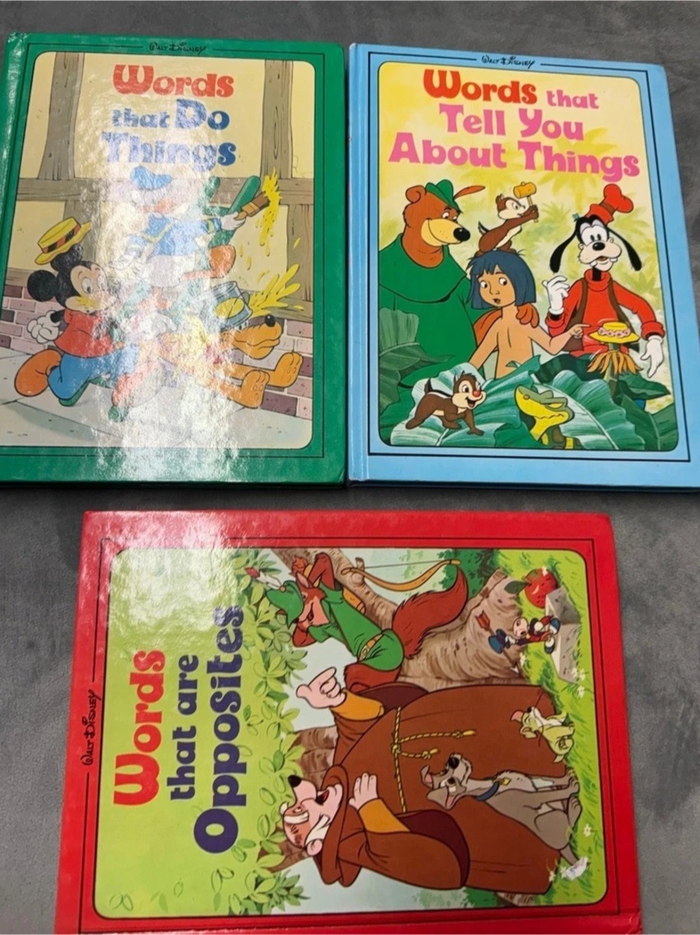 Vintage 1970s Walt Disney Words Book Set of 3 Hardcover Books